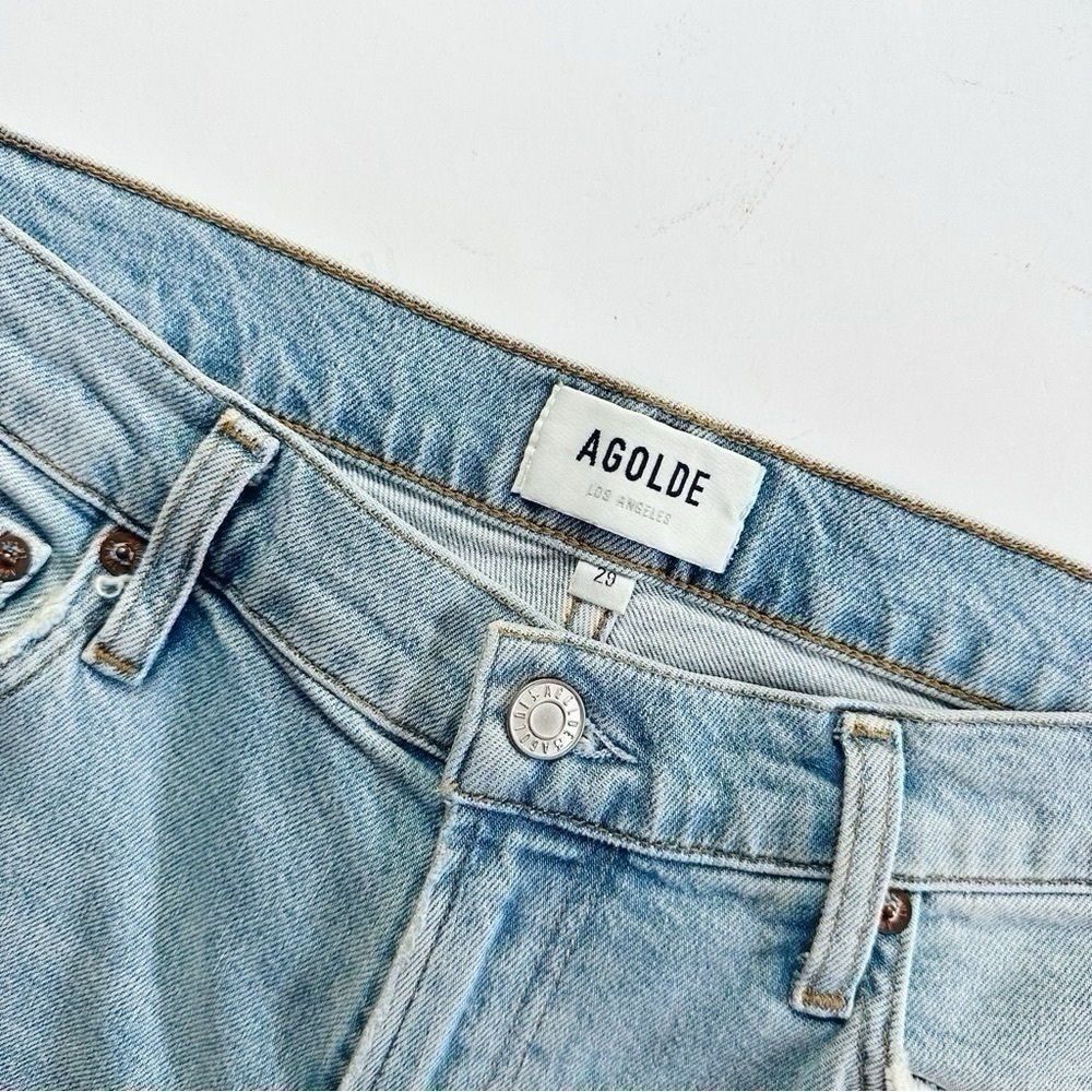 Agolde Lyle Rift Jeans Blue Straight High Rise - Picture 12 of 14